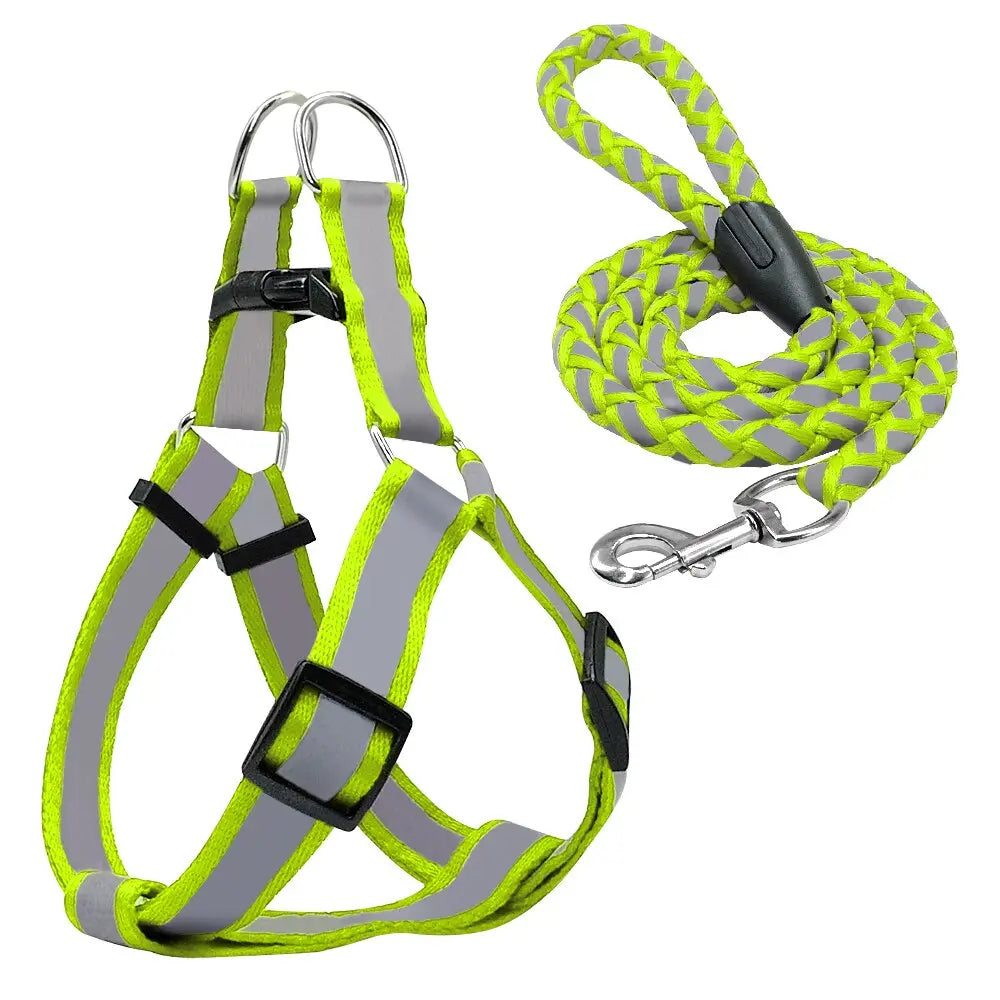 Step-in Reflective Nylon Dog Vest with Leash Set - Enhanced Safety & Visibility WLP Company