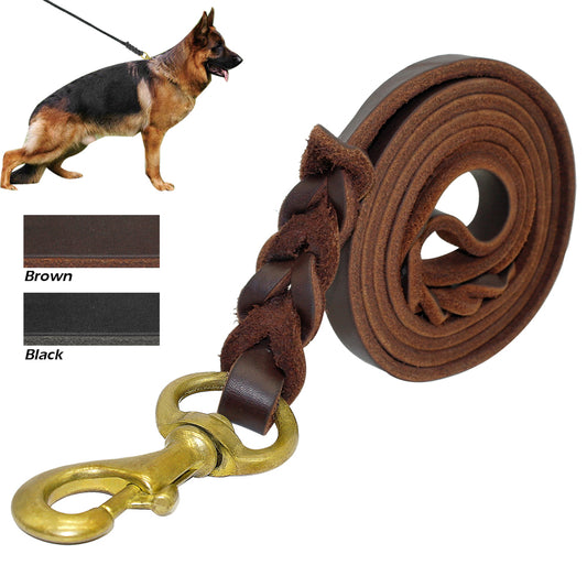 Braided Real Leather K9 Dog's Leash - Military Grade Premium Quality