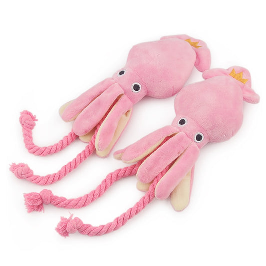 Plush Pink Squid Dog Toy