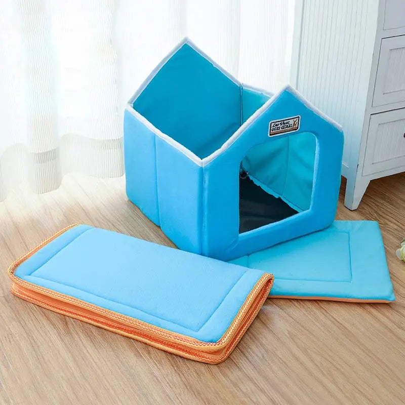 Folding Pet House with Soft Mat - Cozy Portable Sanctuary WLP Company