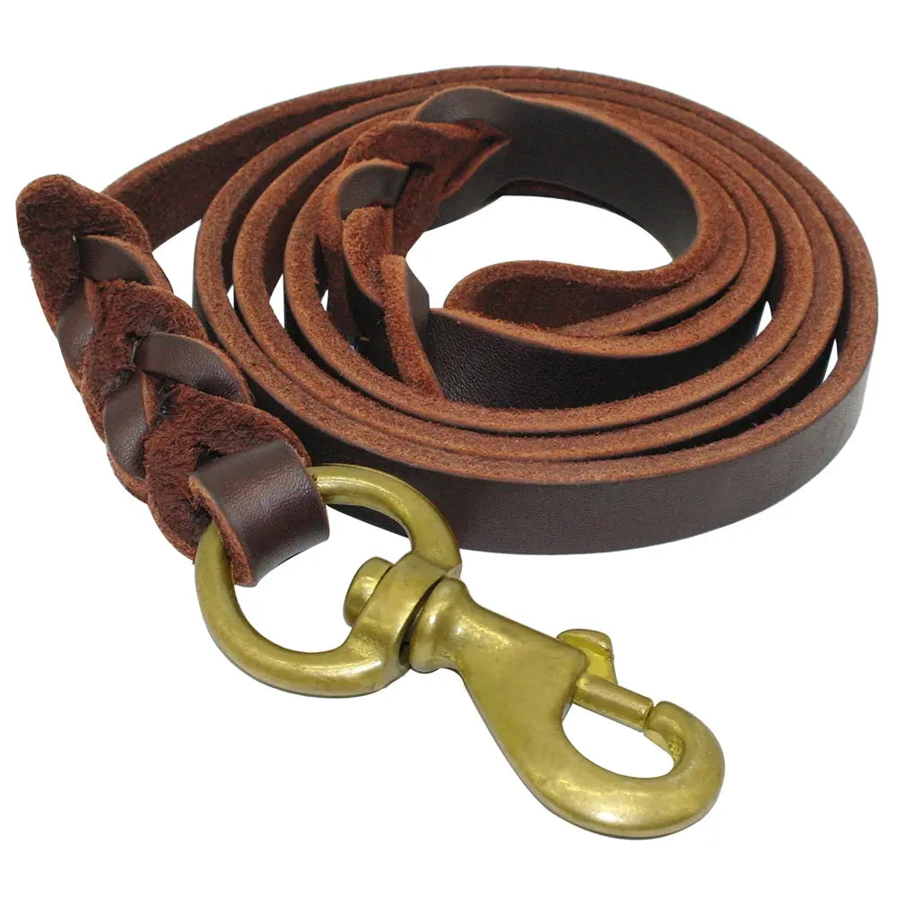 braided dog leash Braided Real Leather K9 Dog's Leash - Military Grade Premium Quality WLP Company