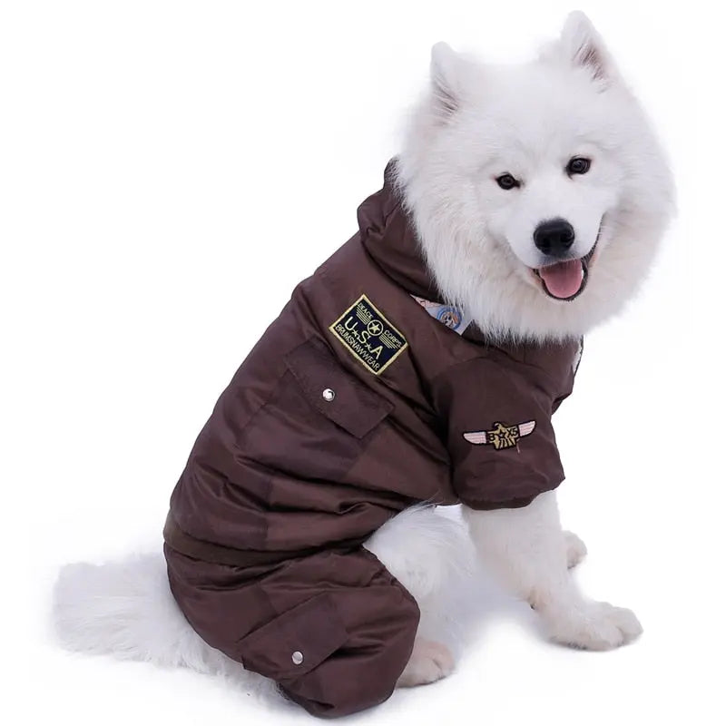warm winter dog jumpsuit Winter Large Dog Jumpsuit with Pockets - Ultimate Cold Weather Protection WLP Company