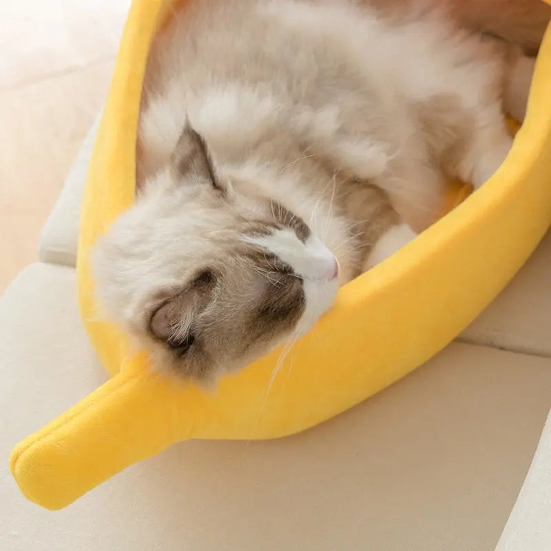 Banana Shaped Cat Bed - Plush & Sponge Comfort for All Cats WLP Company
