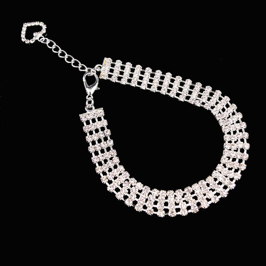 Rhinestone Pet's Collar with Necklace - Stylish & Durable