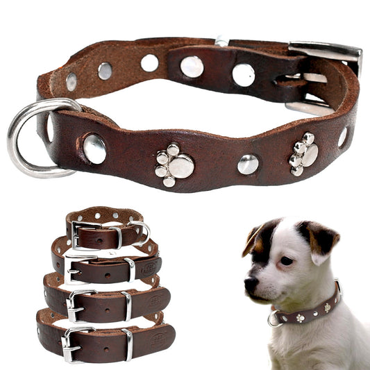 Premium Genuine Leather Dog Collar - Timeless Elegance & Comfort