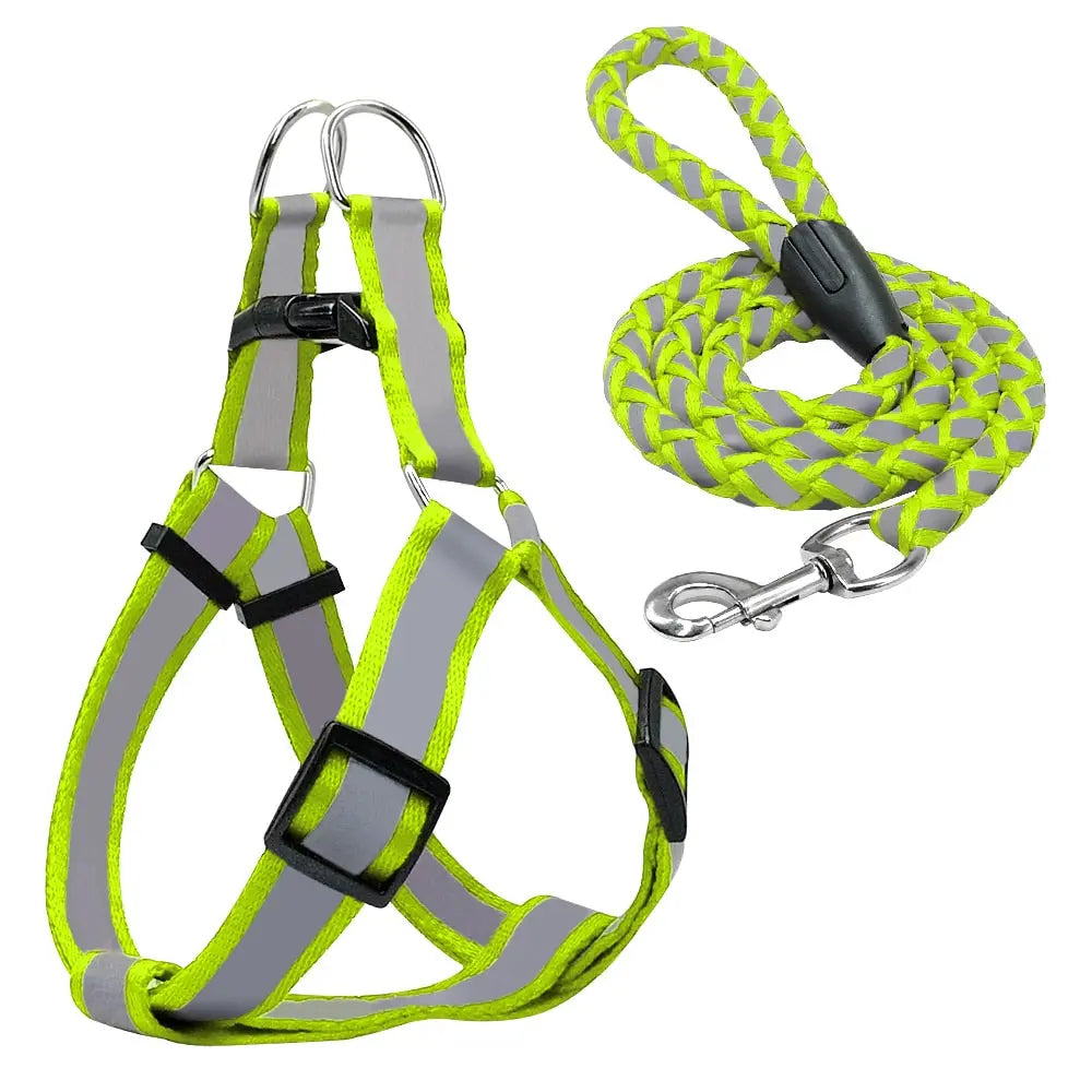 Step-in Reflective Nylon Dog Vest with Leash Set - Enhanced Safety & Visibility WLP Company