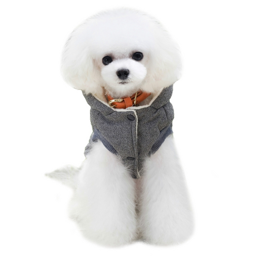 Cute Comfortable Winter Hooded Dog's Vest - 100% Cotton Round Neck