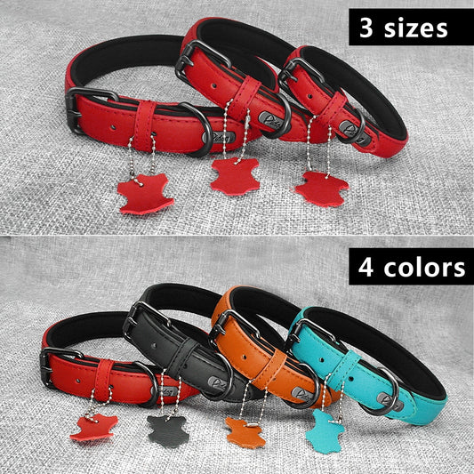 Padded Adjustable Genuine Leather Dog Collar - Superior Comfort & Style