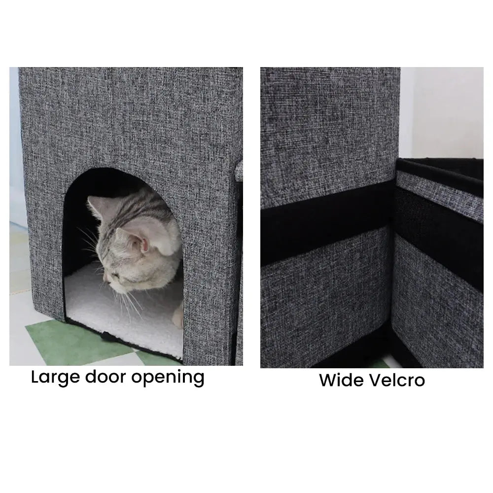 Folding Dog Stairs Ramp With Pet Door Widened Stairs Foldable And Adjustable With Two Storage Compartments WLP Company