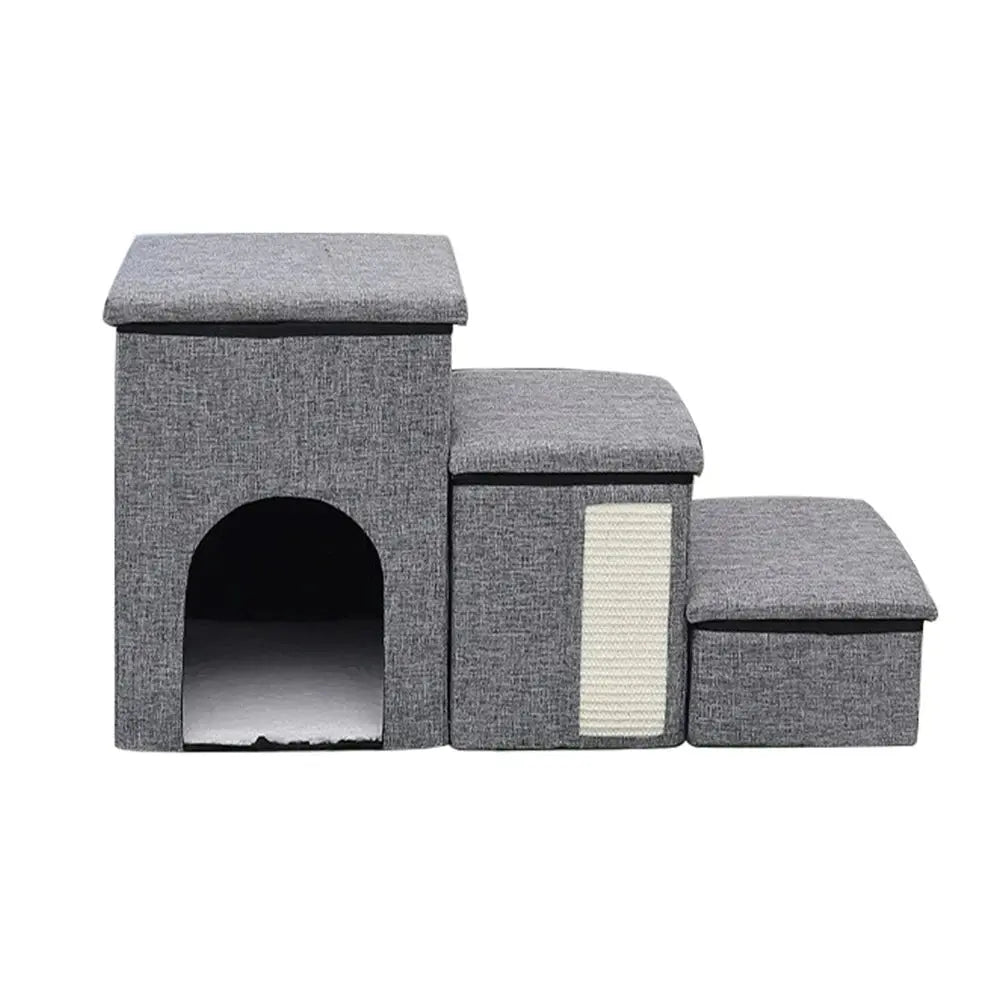 Folding Dog Stairs Ramp With Pet Door Widened Stairs Foldable And Adjustable With Two Storage Compartments WLP Company