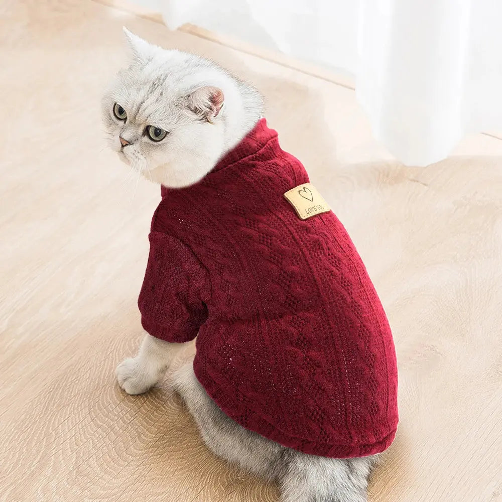 Warm Wool Knitted Turtleneck Cat Sweater WLP Company