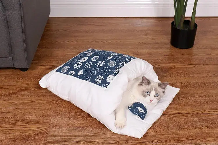 Removable Dog Cat Sleeping Bag - 2-in-1 Cave Bed & Mat Winter Warm WLP Company