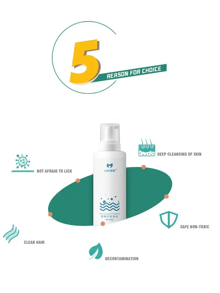 Pet Dry Cleaning Foam, Water-Free, Dog, Cat, Puppy Shower Gel, Super Shampoo Deodorant WLP Company