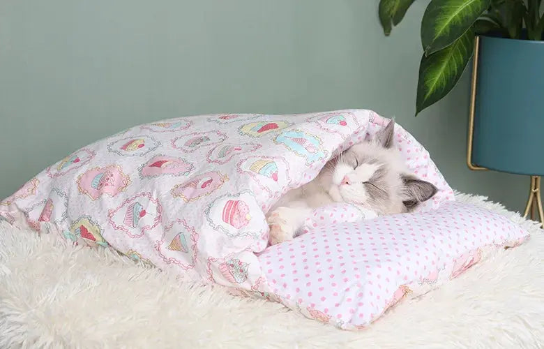 Removable Dog Cat Sleeping Bag - 2-in-1 Cave Bed & Mat Winter Warm WLP Company