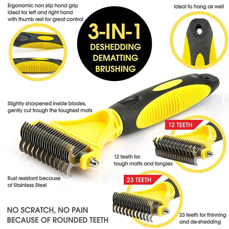 pets grooming brush Pets Stainless Steel Grooming Brush - Two-Sided Shedding and Dematting WLP Company