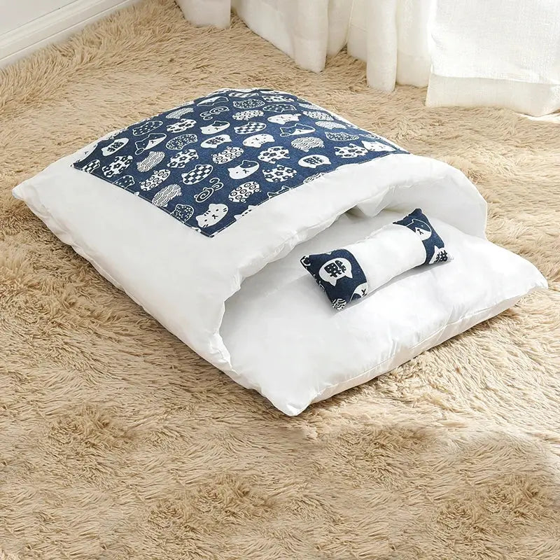 Removable Dog Cat Sleeping Bag - 2-in-1 Cave Bed & Mat Winter Warm WLP Company