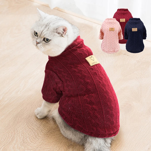 Warm Wool Knitted Turtleneck Cat Sweater