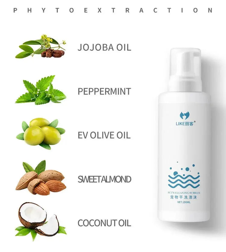 Pet Dry Cleaning Foam, Water-Free, Dog, Cat, Puppy Shower Gel, Super Shampoo Deodorant WLP Company