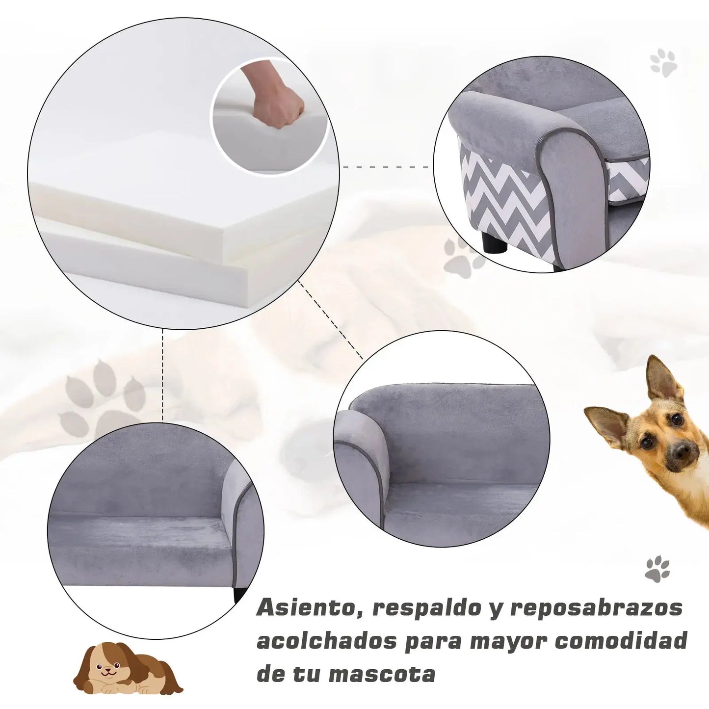 Pawhut Pet Sofa Dog Bed with Padded Cushion Washable Cover WLP Company