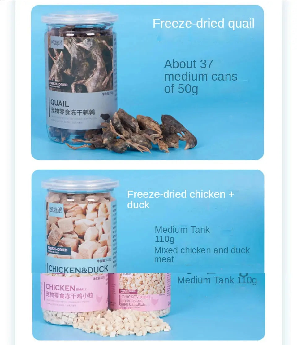Pet Snacks Canned Freeze-Dried Chicken, Duck, Beef, and Quail Eggs WLP Company