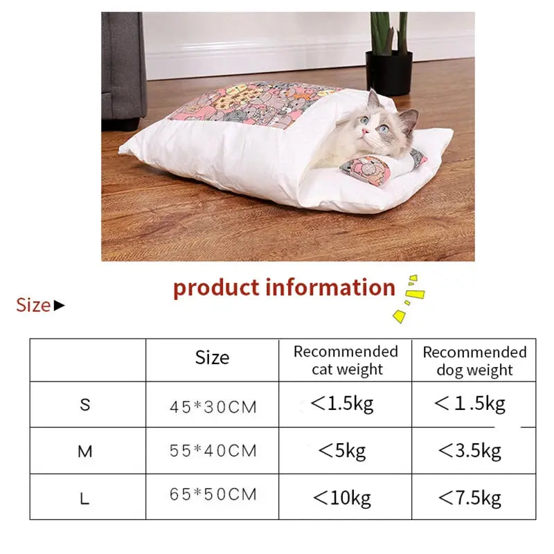 Removable Dog Cat Sleeping Bag - 2-in-1 Cave Bed & Mat Winter Warm WLP Company