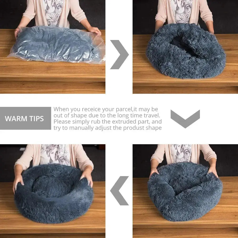 40-90cm Round Pet Bed for Large Dog Bed Super Soft Cat Bed Long Plush Dog House for Medium Dog House Winter Warm Sleeping WLP Company