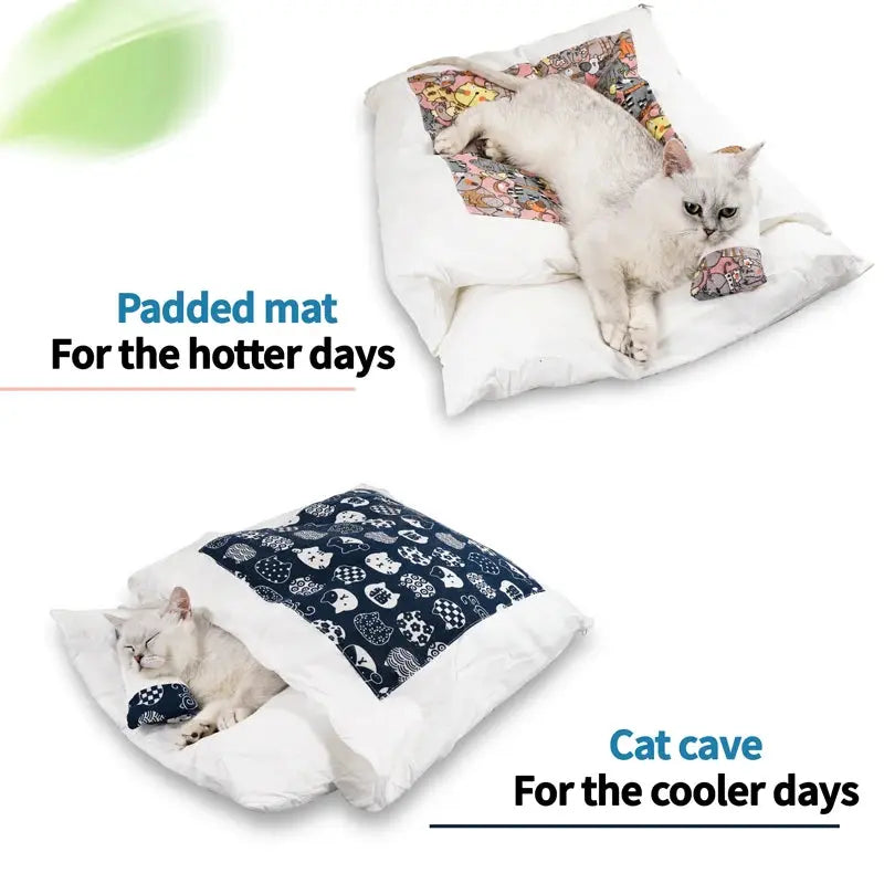 Removable Dog Cat Sleeping Bag - 2-in-1 Cave Bed & Mat Winter Warm WLP Company