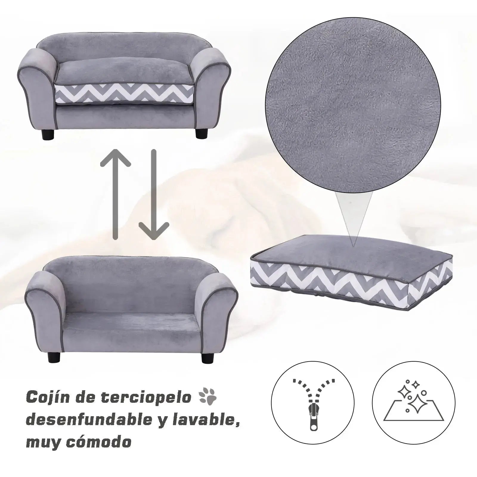 Pawhut Pet Sofa Dog Bed with Padded Cushion Washable Cover WLP Company