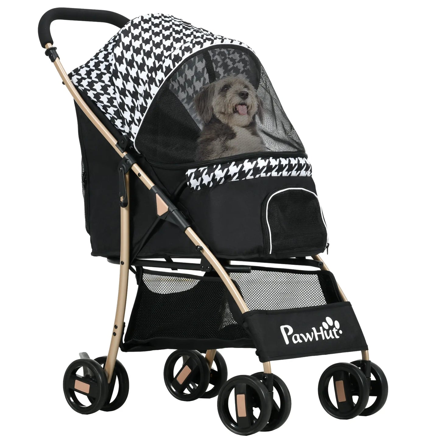 Pawhut Foldable Dog Stroller with 2 Doors 80X44.5X97 cm Black WLP Company