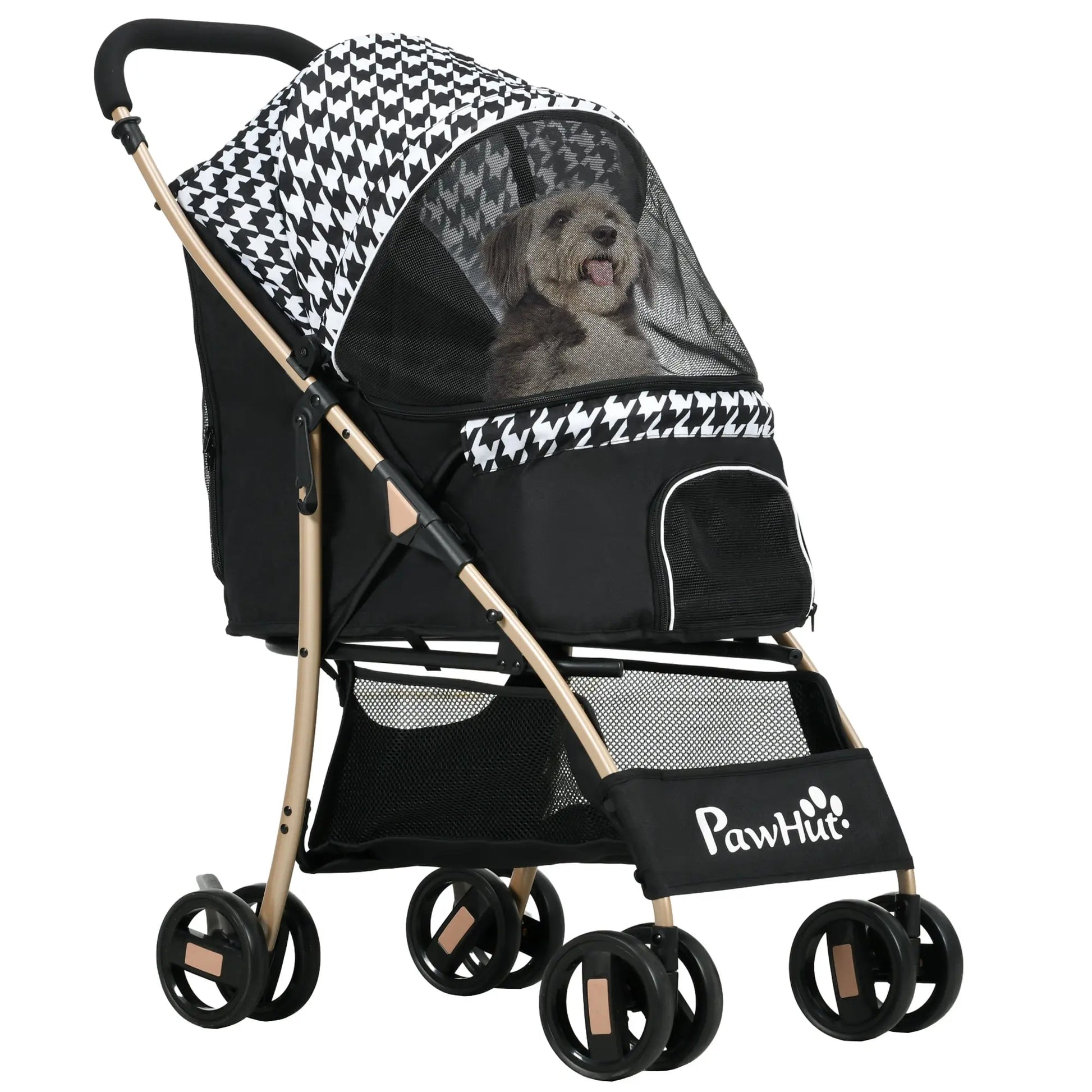 Pawhut Foldable Dog Stroller with 2 Doors 80X44.5X97 cm Black WLP Company