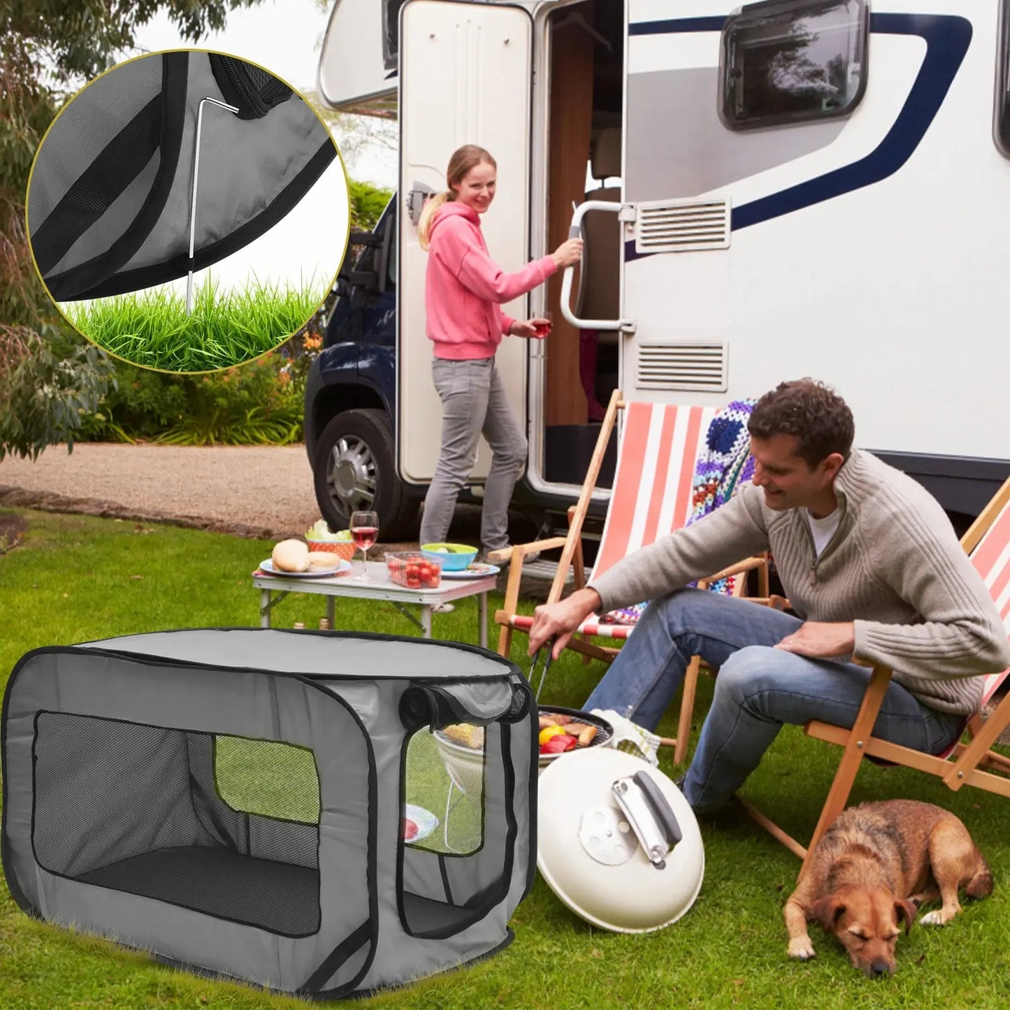 Dog Travel Crate Portable Pop Up Dog Crate with Zipper Mesh Door Foldable Small Dog Seat Kennel for Indoor Outdoor Puppy Cat WLP Company