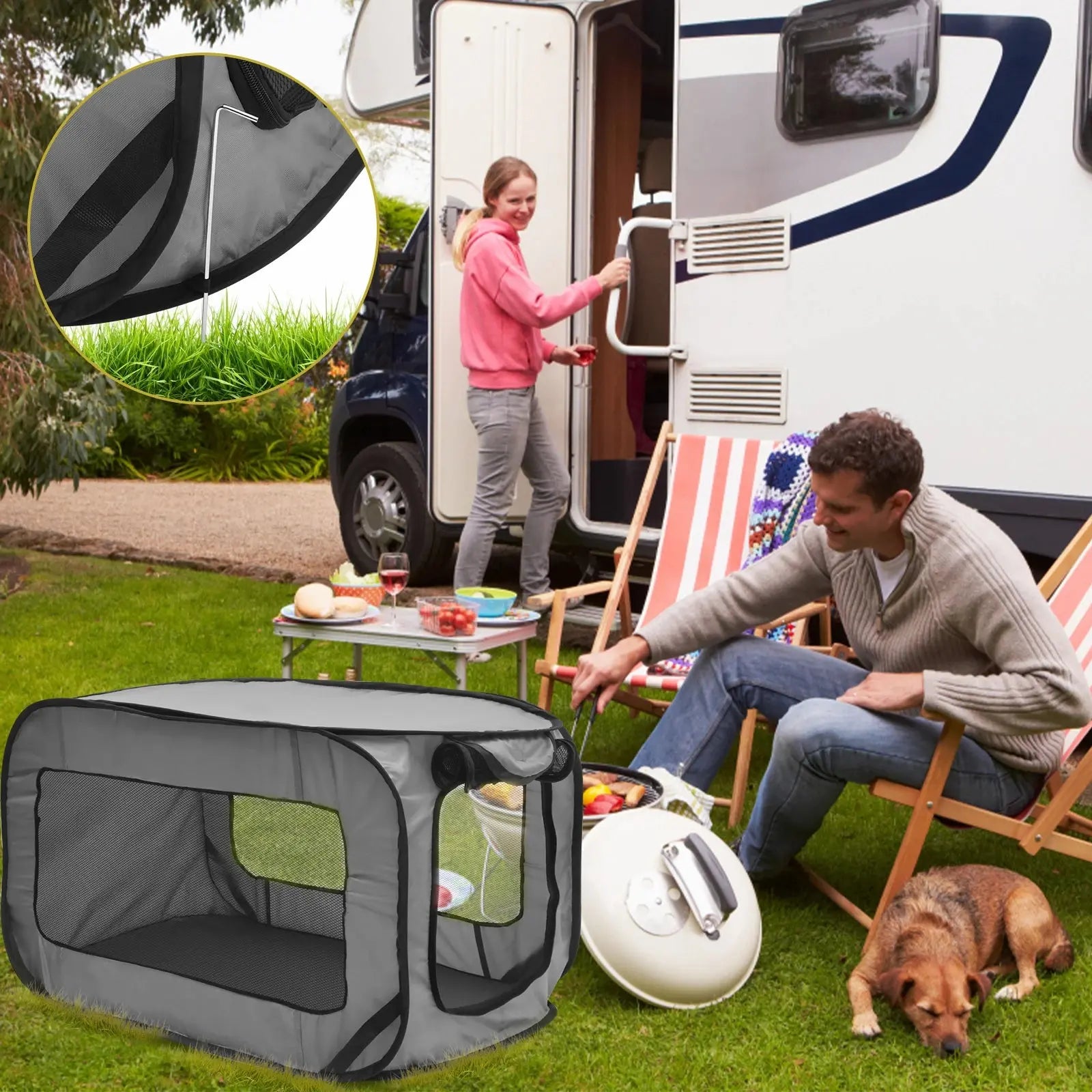 Dog Travel Crate Portable Pop Up Dog Crate with Zipper Mesh Door Foldable Small Dog Seat Kennel for Indoor Outdoor Puppy Cat WLP Company