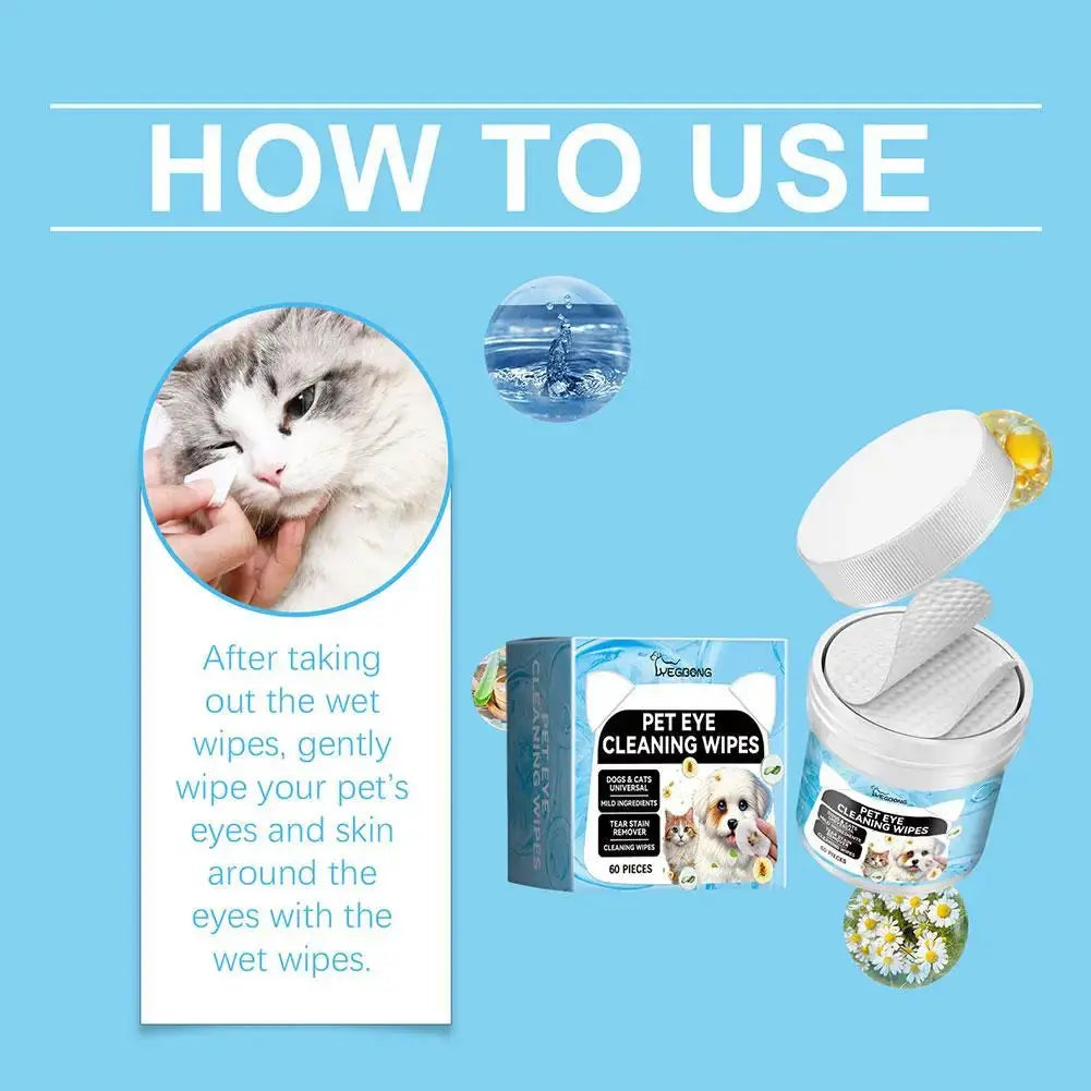pet eye cleansing wipes Eye Cleansing Finger Wipes Cat & Dog Cleansing Wipes Eye Cleansing Decontamination Wipes Gentle Easy To Carry WLP Company