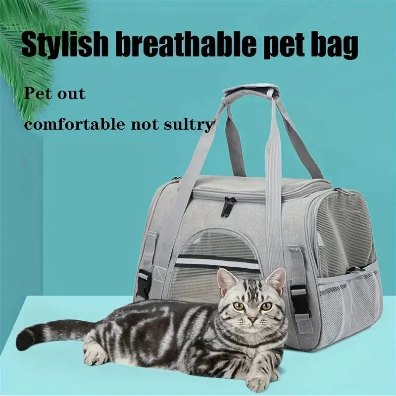 Portable Cat Carrier Bag Soft-Sided Pet Carrying Four-Sided Breathable Carrier Bags with Fur Pad Cats Handbag Travel Bag Transport Bag WLP Company