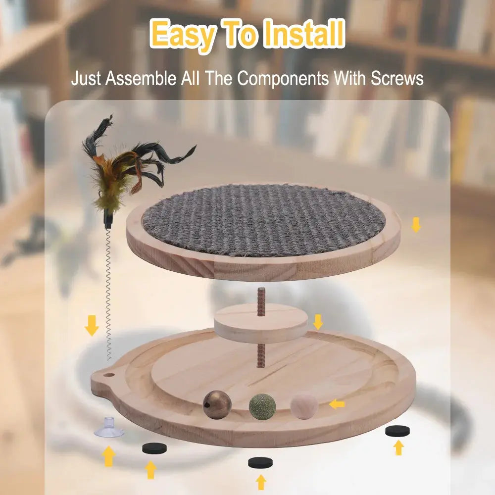 Cat Scratcher Cat Natural Sisal Scratching Pad Kitten Interactive Toy with Ball Track Ball for Chasing Hunting Mental Physical WLP Company