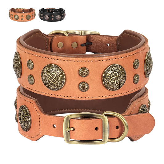 Genuine Leather Dog Collar for French Bulldog Labrador