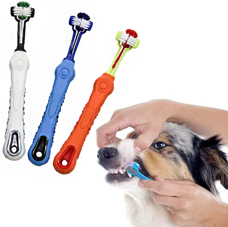 Three Sided Pet Toothbrush Multi-angle Toothbrush Cleaning Dog Cat Brush Bad Breath Pet Dental Care Cat Cleaning Mouth WLP Company