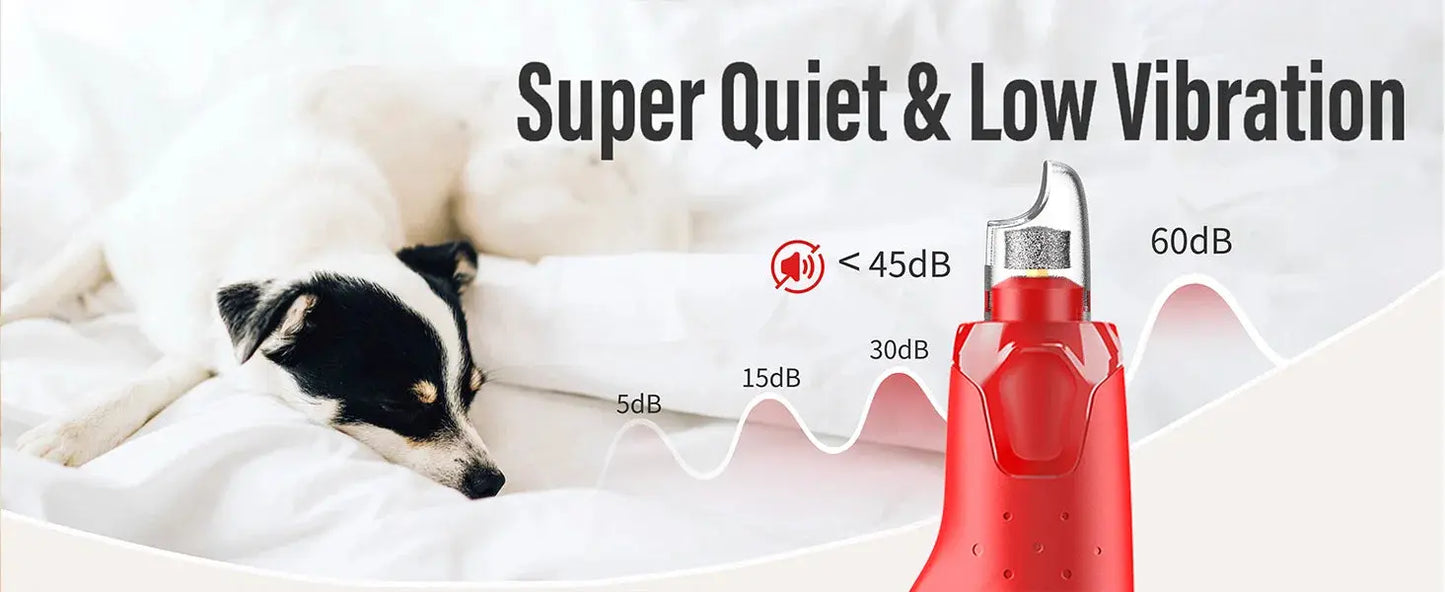 Dog Nail Grinder Dustproof with 2 LED Light - Super Quiet Powerful 6-Speed Nail Trimmer File for Small Medium Large Dogs WLP Company