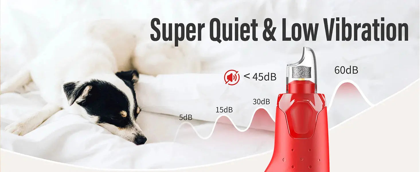 Dog Nail Grinder Dustproof with 2 LED Light - Super Quiet Powerful 6-Speed Nail Trimmer File for Small Medium Large Dogs WLP Company