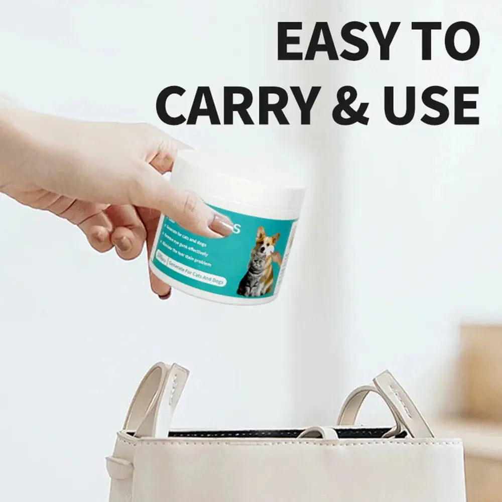 100pcs Pet Wipes for Cats Dogs Tearmark Wet Wipes Cats and Dogs Universal No Irritation Eye Cleaning Wipes Pet Supplies WLP Company