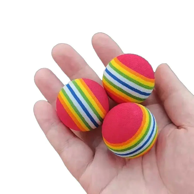 10Pcs Colorful Cat Toy Ball EVA Bite-Resistant Elastic Rainbow Ball Kitten Puppy Chewing Training Interactive Toys Pet Supplies WLP Company