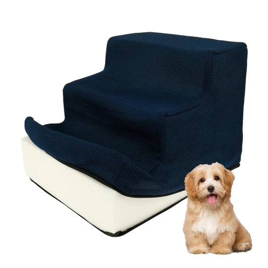 3 Step Dog Stair with Removable Washable Cloth Cover 10.63inch High Cat Stair Stable Pet Safety Ramp Pet Supplies Accessories WLP Company