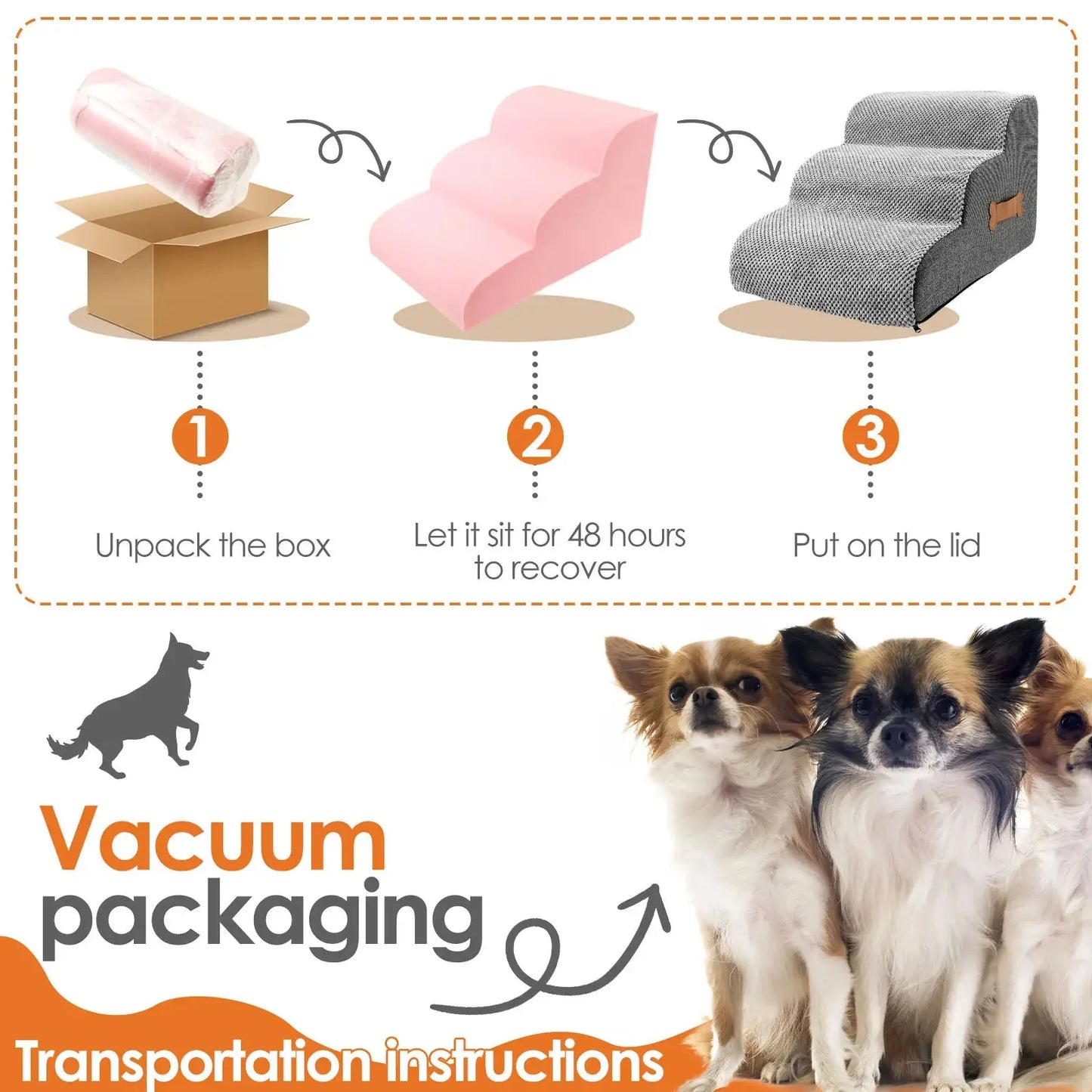 2/3 Step Dog Ramp Stair Pineapple Velvet Small Dog Stair with Sponge Filling and Nonslip Bottom Safe Pet Supplies for Cat Puppy WLP Company