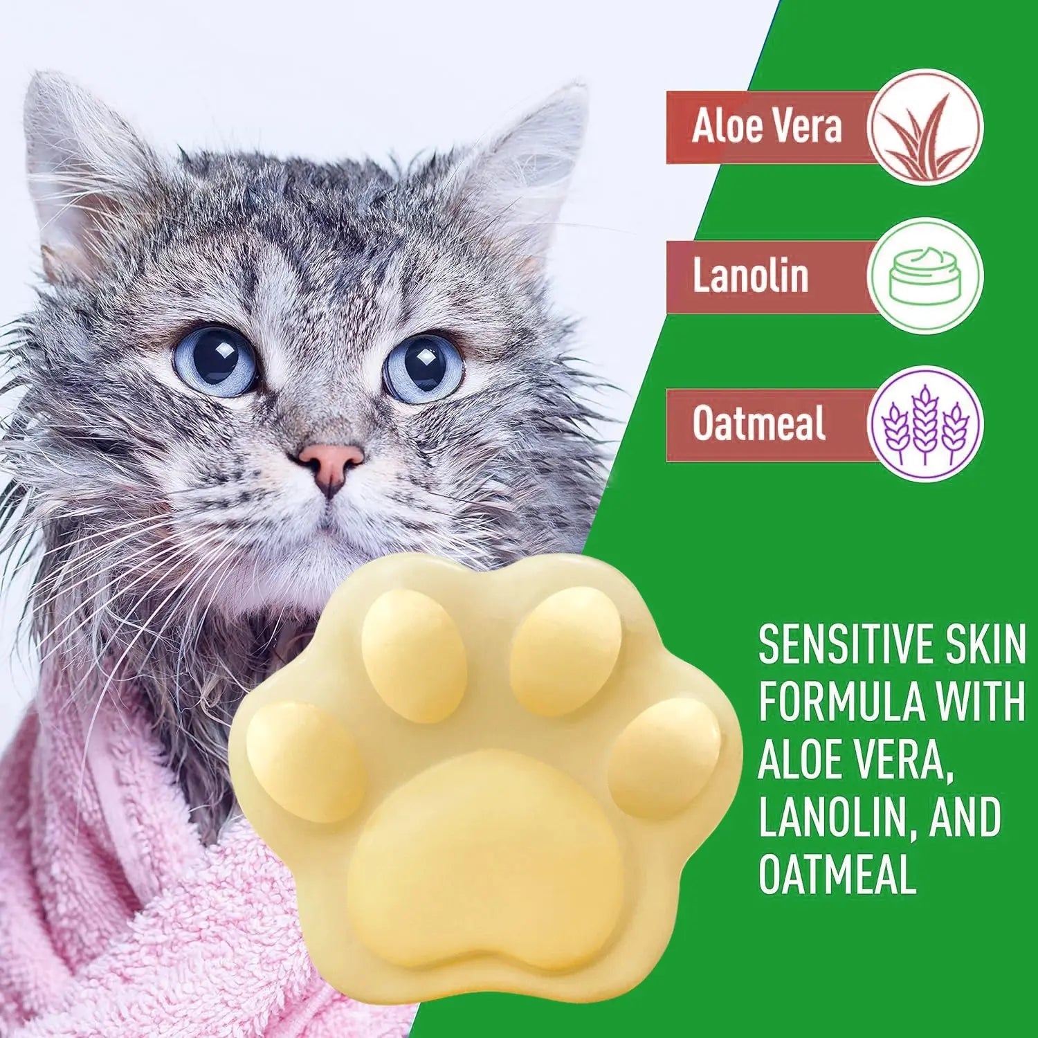 GZE Pet Shampoo & Conditioner 2 in 1 Bar Soap For Dogs & Cats - Helps Itching, Hot Spots, Irritation & Allergies, Sensitive Skin WLP Company