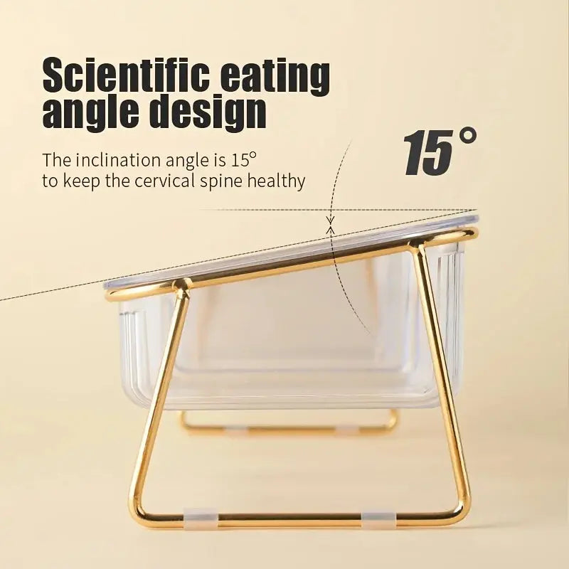 transparent cat bowl Transparent Double Cat Bowl with Vertical Design for Easy Feeding WLP Company