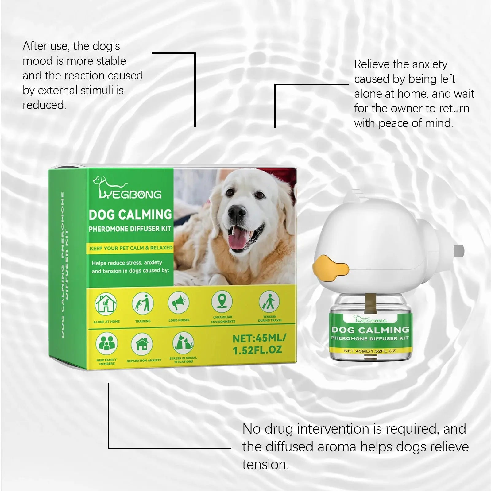 stress relief for pets 45ml Cats Dogs Stress Calming Care Kit, Long-lasting Pet Anxiety Relief Calming Diffuser, Perfect For Travel WLP Company