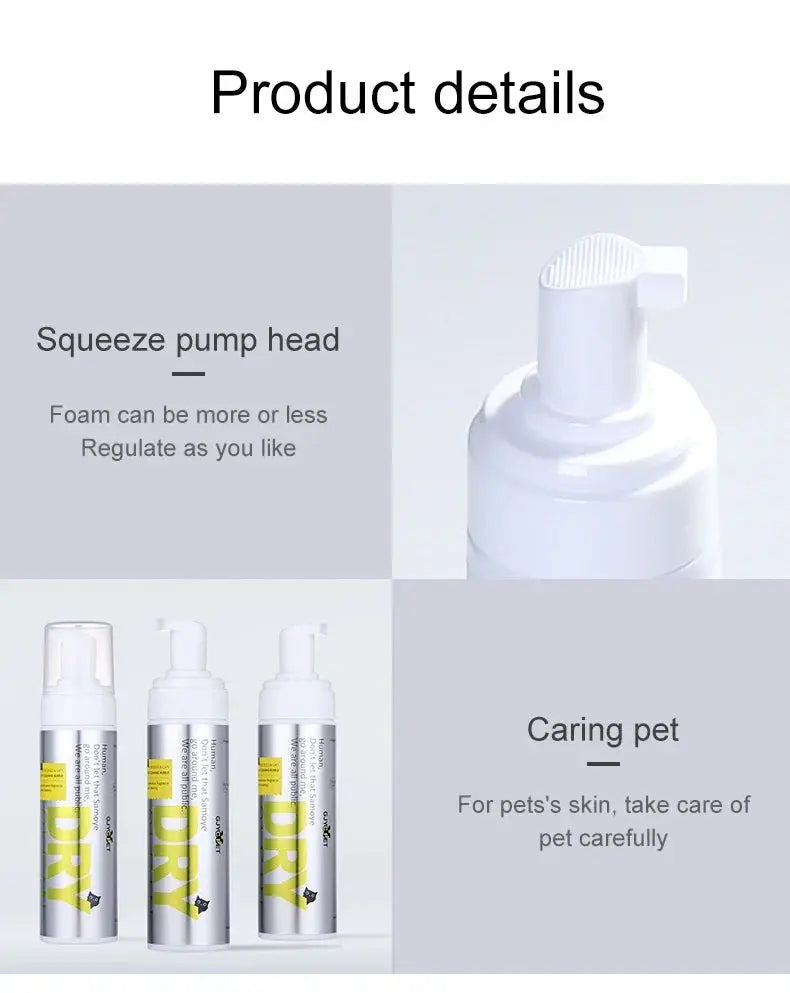 pet shampoo 200ML Pet Dry Cleaning Foam Without Rins Dog Cat Puppy Shower Gel Supp Shampoo Deodorant Sterilization Leave Scent Pet Supplie WLP Company