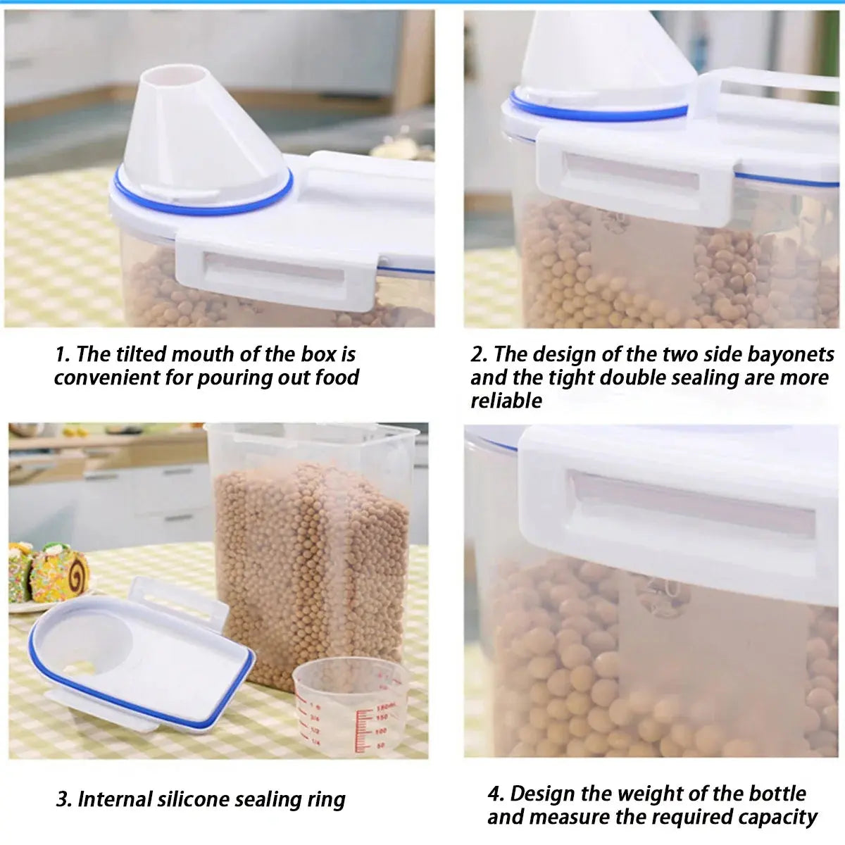 dog food storage Pail Plastic Storage Tank with Measuring Cup Container Moisture-proof Sealed Jar Pet Supplies Accessories WLP Company