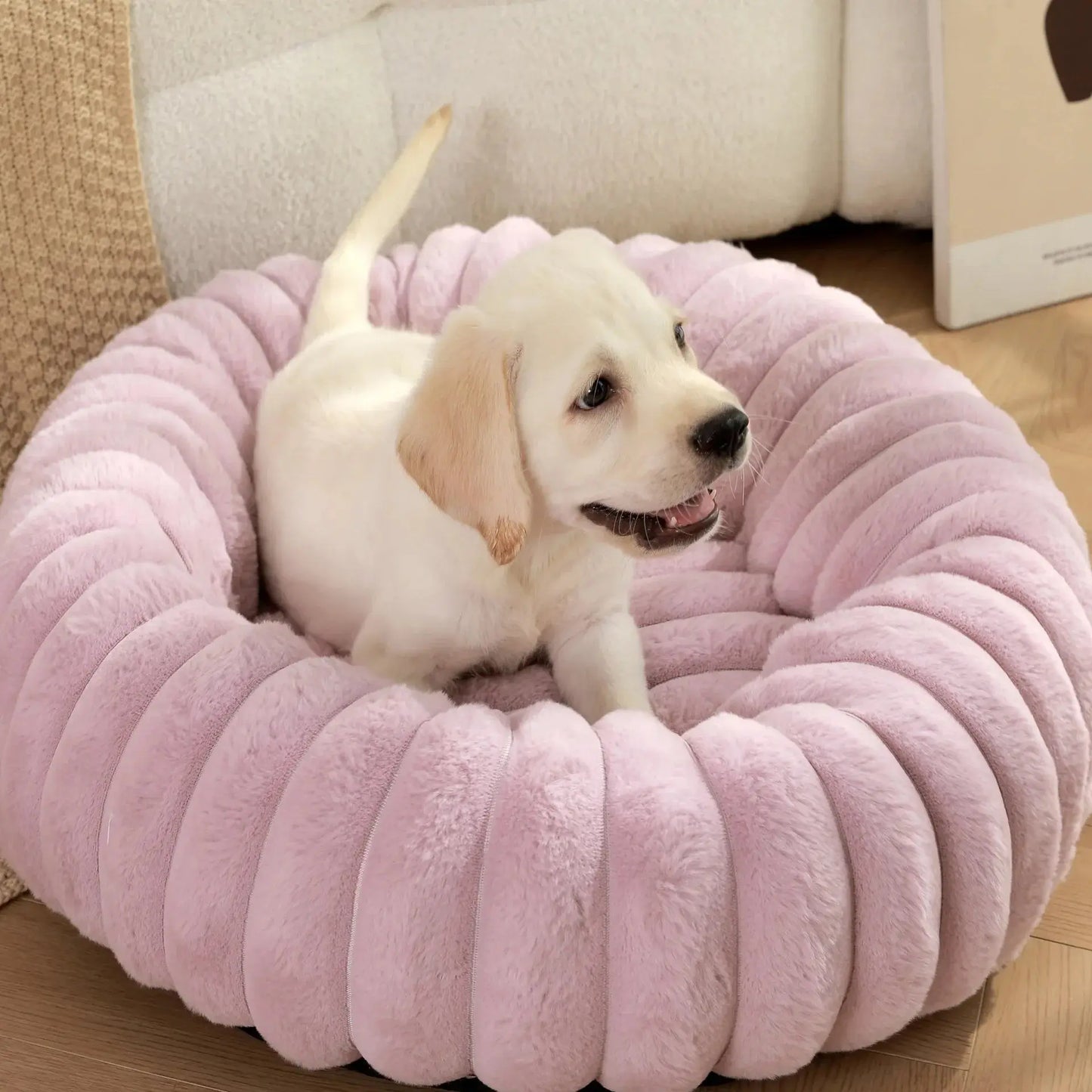 pet bed Nest High Weight Straight Strip Rabbit Plush Pet Mat Long Hair Round Cat Nest Winter Warm Dog Bed Dog Nest WLP Company