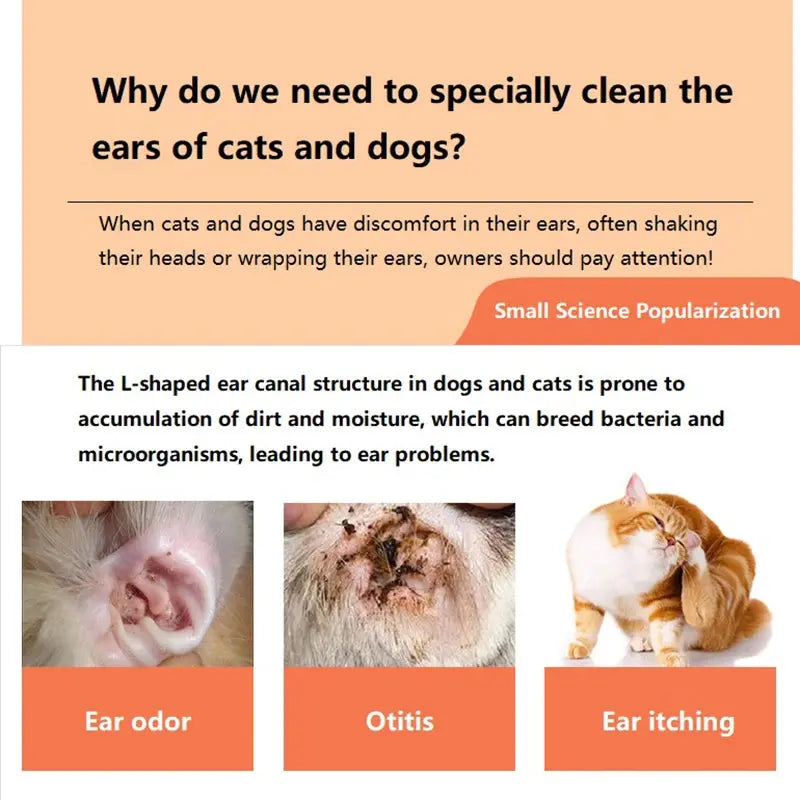 1 Pc 50ml Pet Ear Drops Cats & Dogs Remove Ear Mites Inhibit Bacteria Clean Ears WLP Company